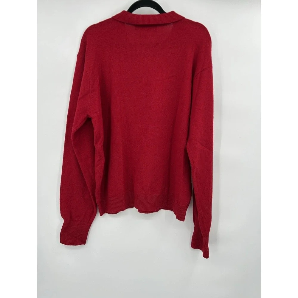 Polo Ralph Lauren Mens Lambswool Polo Sweater Size XL Red‎ Preppy Old Money LOGO